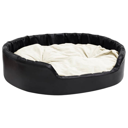 Hondenmand Pluche En Kunstleer Zwart En 99 x 89 x 21 cm Beige