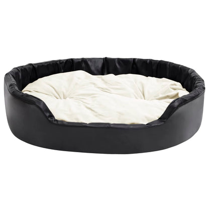 Hondenmand Pluche En Kunstleer Zwart En 99 x 89 x 21 cm Beige
