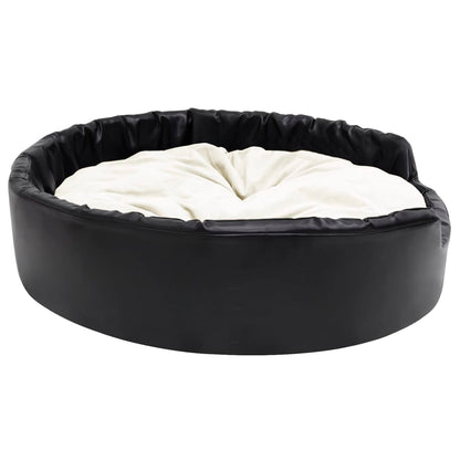 Hondenmand Pluche En Kunstleer Zwart En 99 x 89 x 21 cm Beige