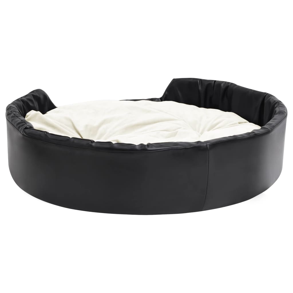 Hondenmand Pluche En Kunstleer Zwart En 99 x 89 x 21 cm Beige