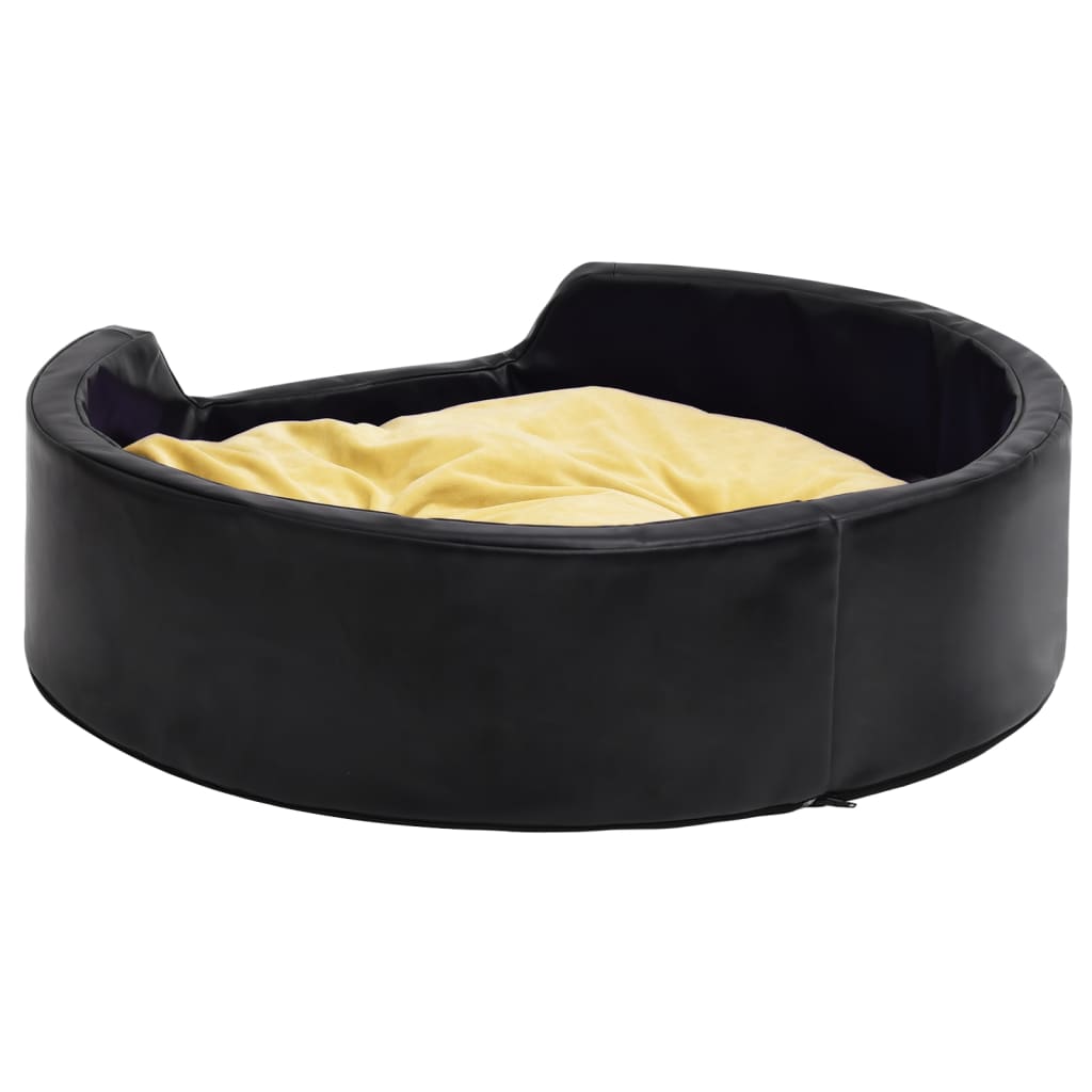 Hondenmand Pluche En Kunstleer Zwart En 99 x 89 x 21 cm Geel