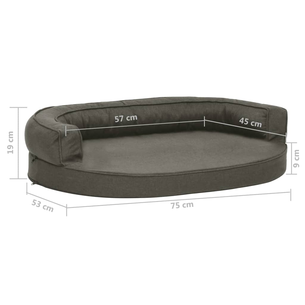 Hondenbed Ergonomisch Linnen-Look 75 x 53 cm Donkergrijs
