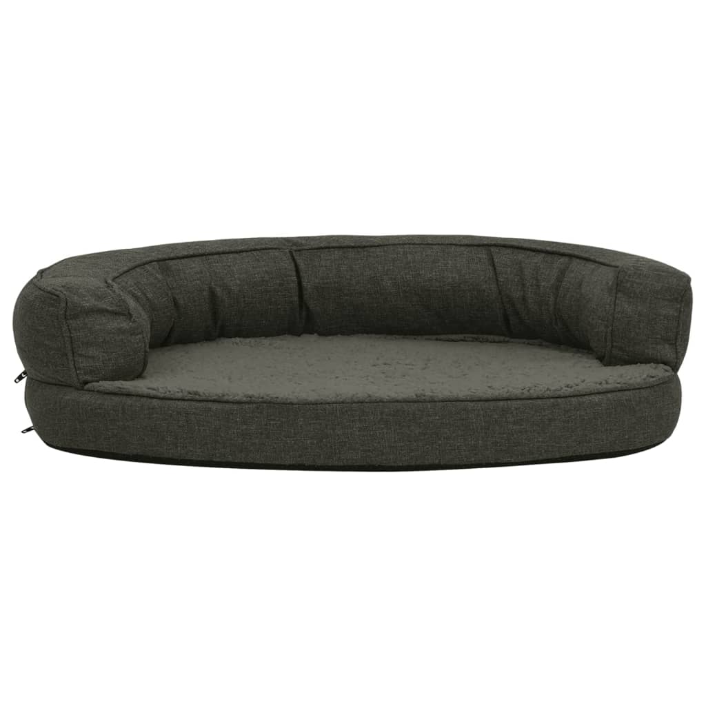 Hondenbed Ergonomisch Linnen-Look Fleece 75 x 53 cm Donkergrijs