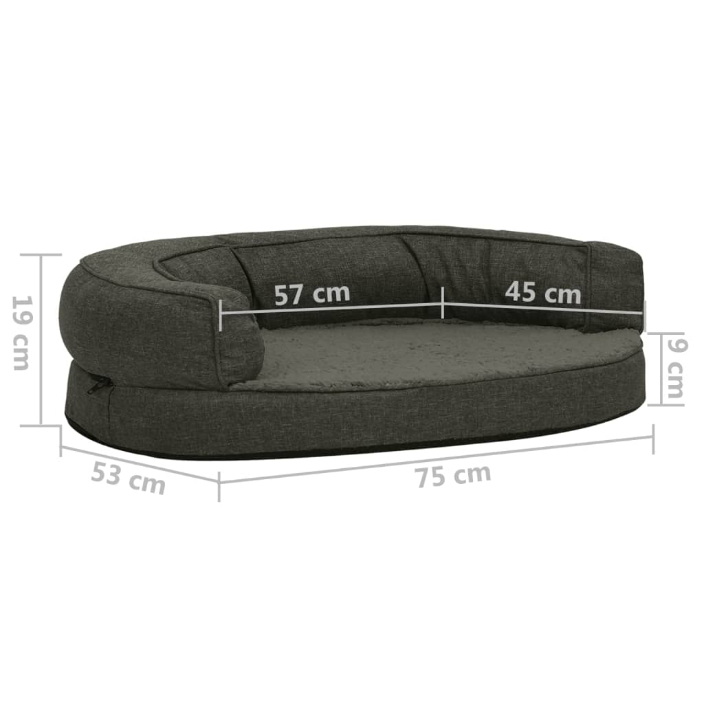 Hondenbed Ergonomisch Linnen-Look Fleece 75 x 53 cm Donkergrijs