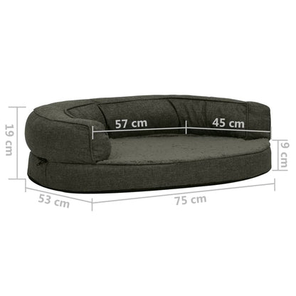 Hondenbed Ergonomisch Linnen-Look Fleece 75 x 53 cm Donkergrijs