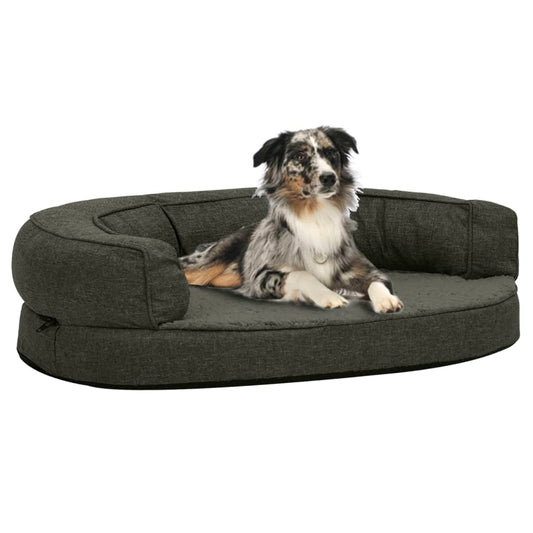 Hondenbed Ergonomisch Linnen-Look Fleece 75 x 53 cm Donkergrijs