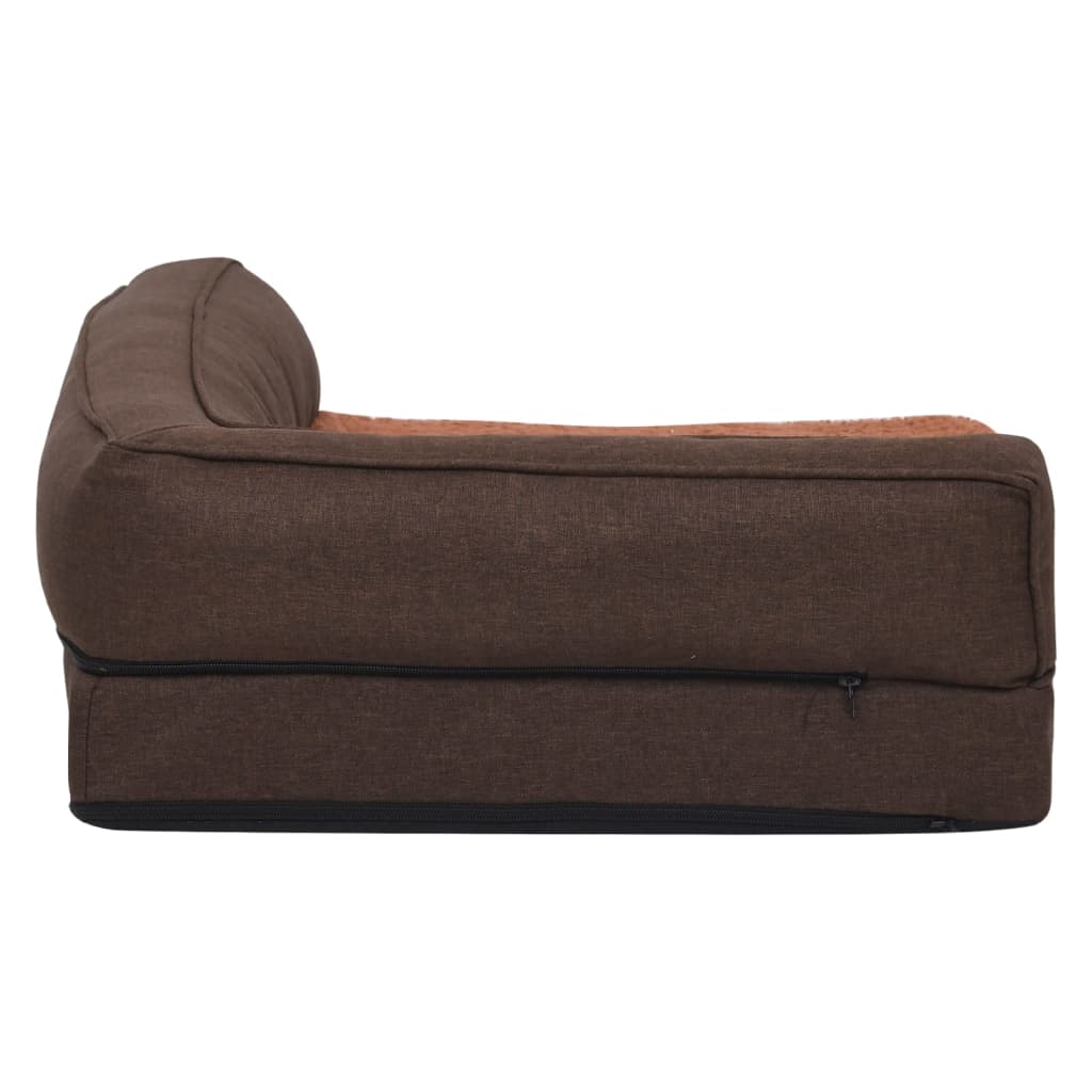 Hondenbed Ergonomisch Linnen-Look Fleece Bruin