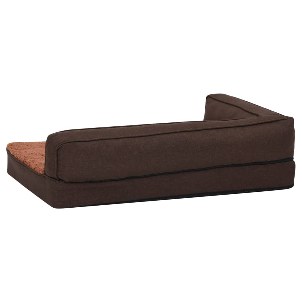 Hondenbed Ergonomisch Linnen-Look Fleece Bruin