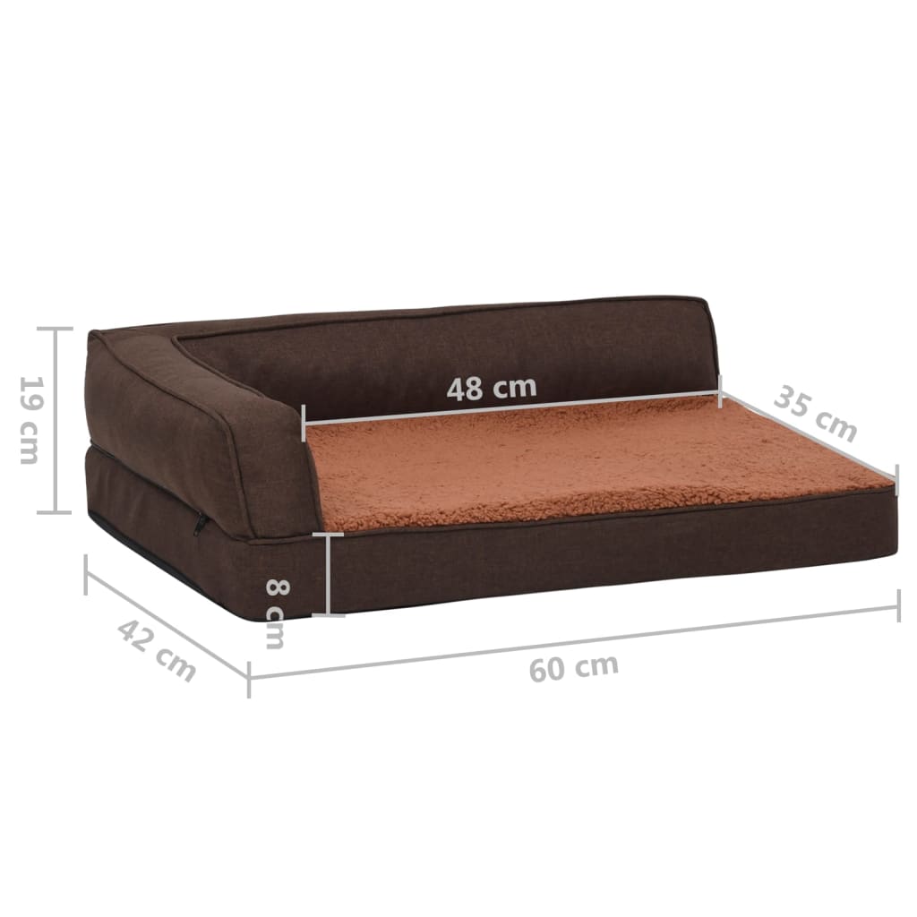 Hondenbed Ergonomisch Linnen-Look Fleece Bruin