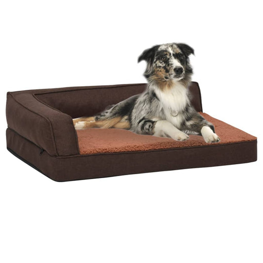 Hondenbed Ergonomisch Linnen-Look Fleece Bruin