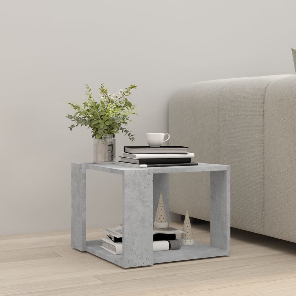 Salontafel 40x40x30 cm bewerkt hout betongrijs