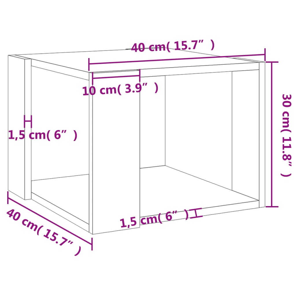 Salontafel 40x40x30 cm bewerkt hout betongrijs