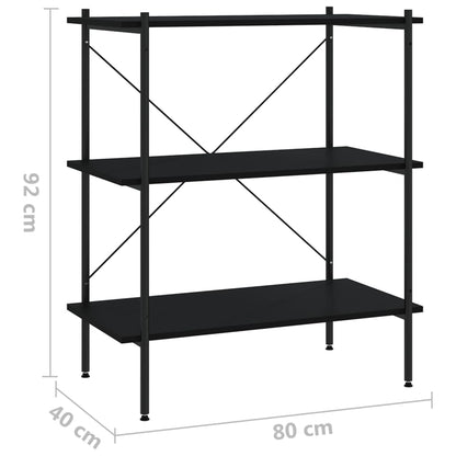 Opbergrek 3-laags 80x40x92 cm zwart