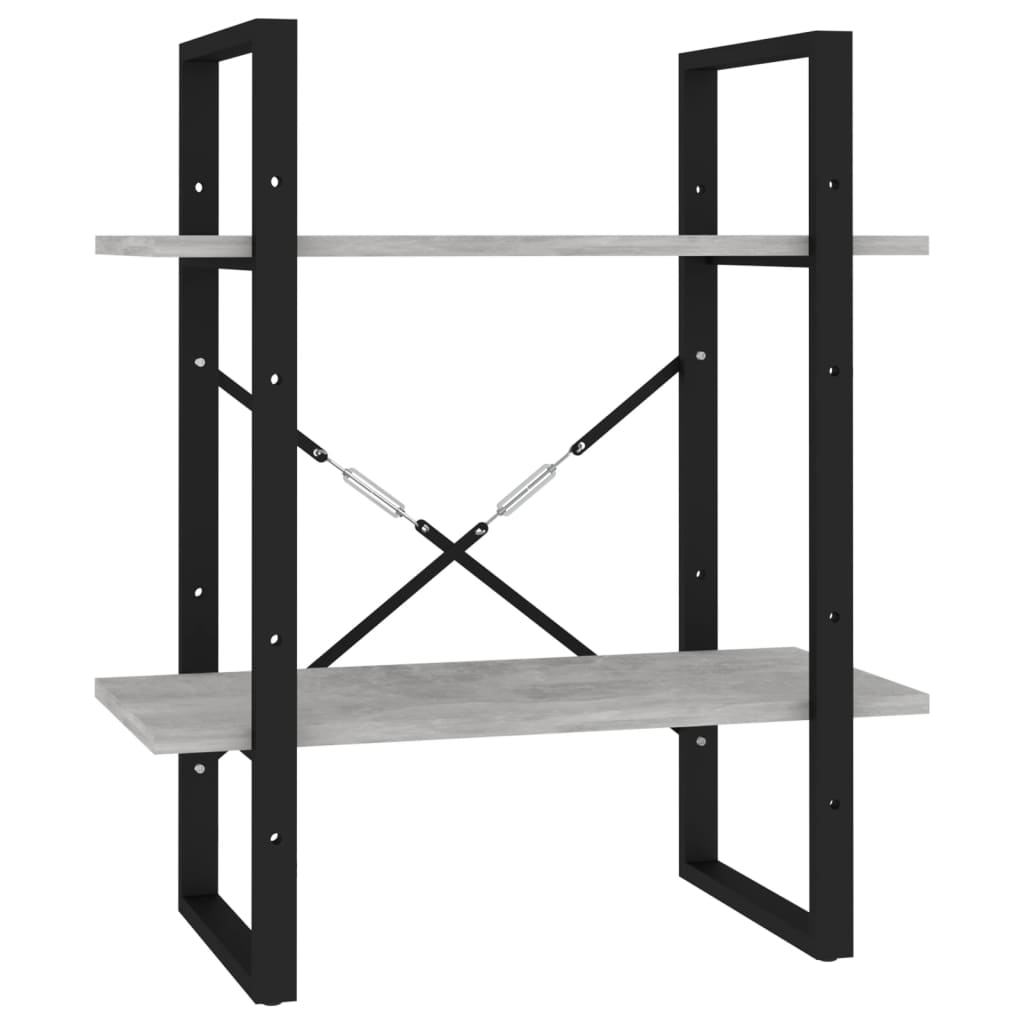 Boekenkast met 2 schappen 60x30x70 cm bewerkt hout betongrijs