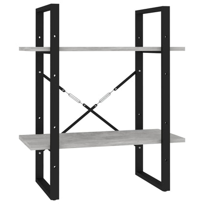 Boekenkast met 2 schappen 60x30x70 cm bewerkt hout betongrijs