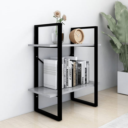 Boekenkast met 2 schappen 60x30x70 cm bewerkt hout betongrijs