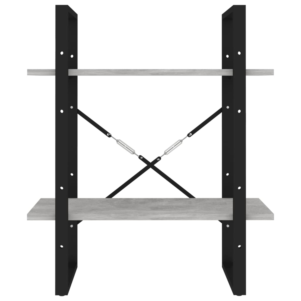 Boekenkast met 2 schappen 60x30x70 cm bewerkt hout betongrijs