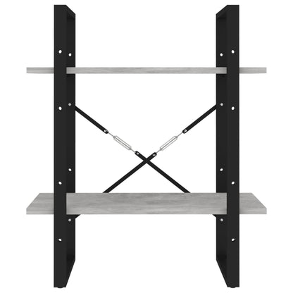 Boekenkast met 2 schappen 60x30x70 cm bewerkt hout betongrijs