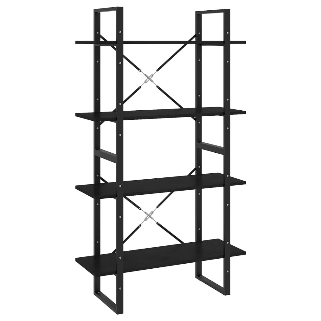 Boekenkast met 4 schappen 80x30x140 cm massief grenenhout zwart
