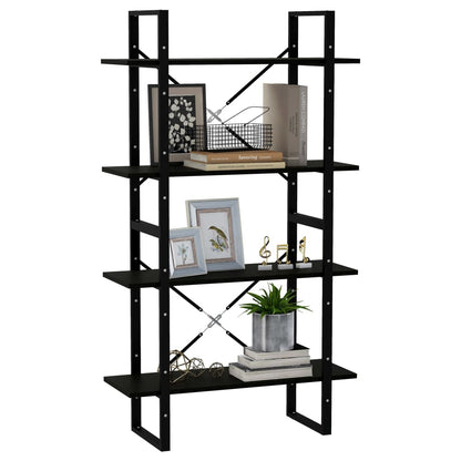Boekenkast met 4 schappen 80x30x140 cm massief grenenhout zwart