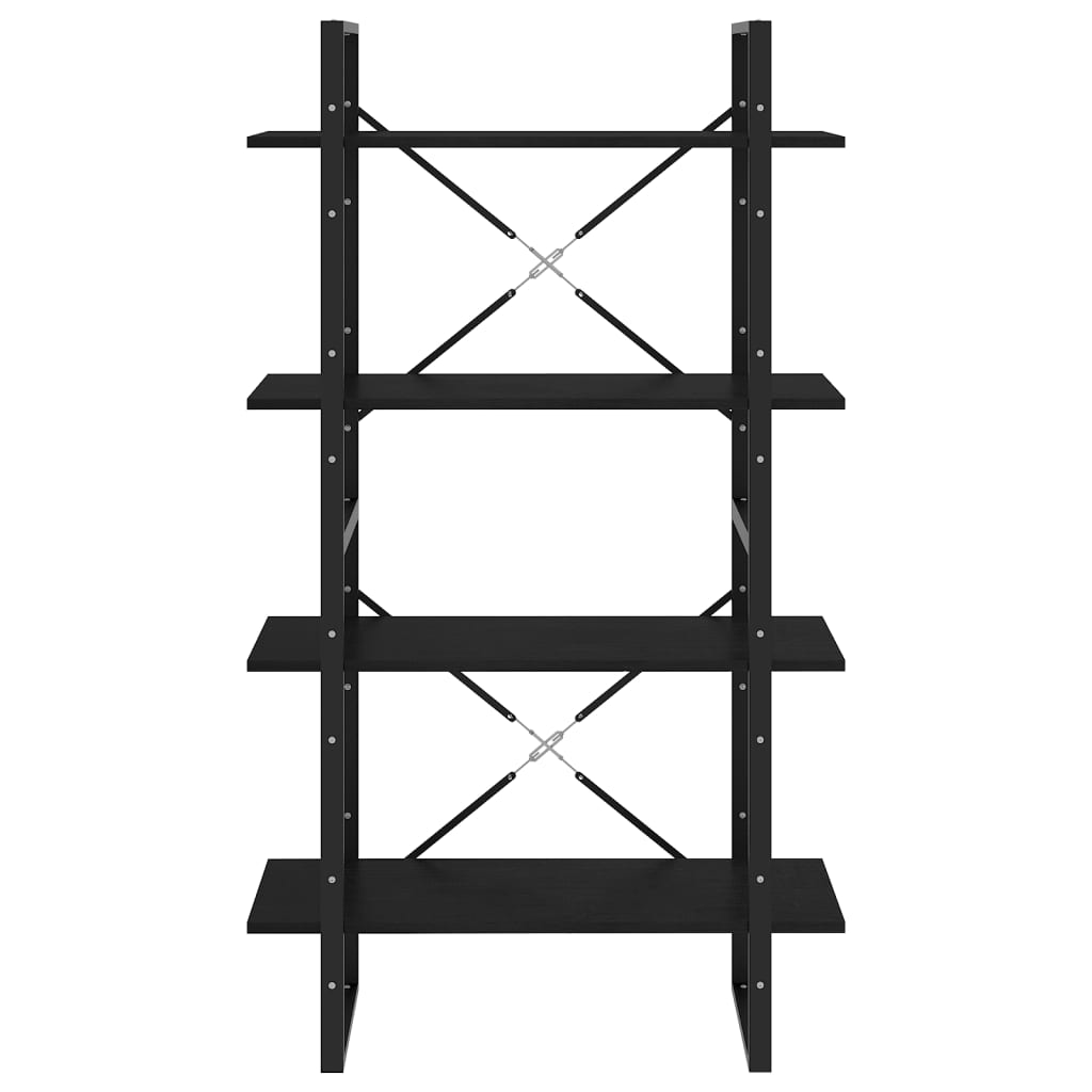 Boekenkast met 4 schappen 80x30x140 cm massief grenenhout zwart