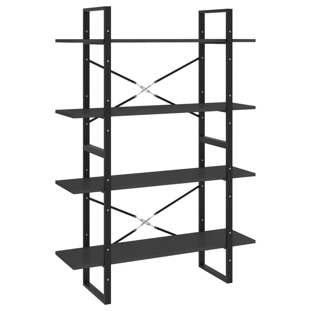 Boekenkast met 4 schappen 100x30x140 cm spaanplaat grijs