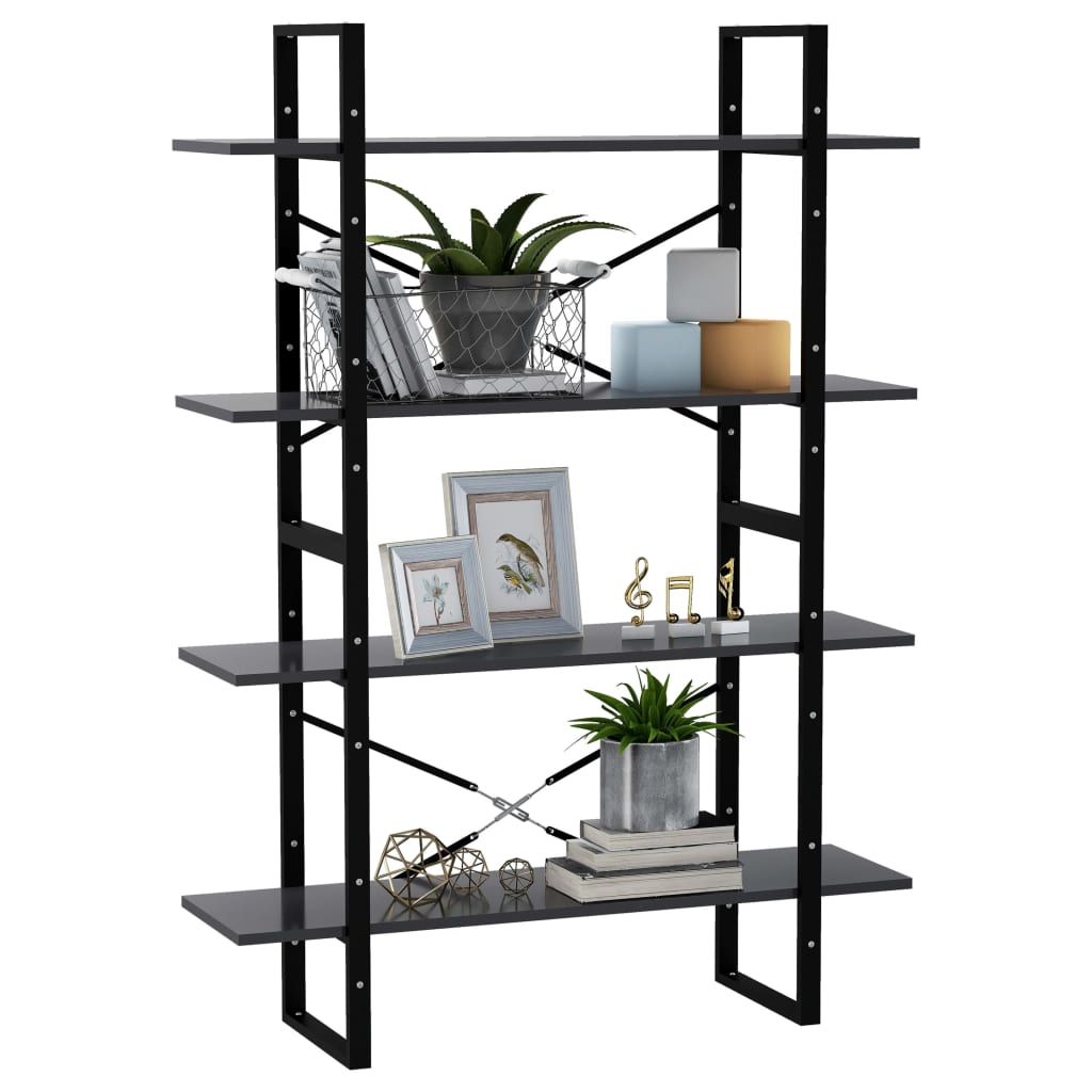Boekenkast met 4 schappen 100x30x140 cm spaanplaat grijs