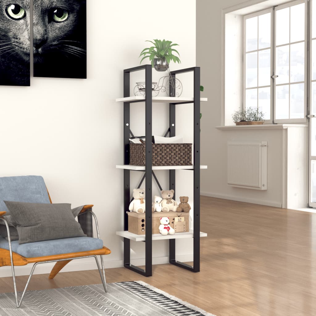 Boekenkast met 3 schappen 40x30x105 cm bewerkt hout wit