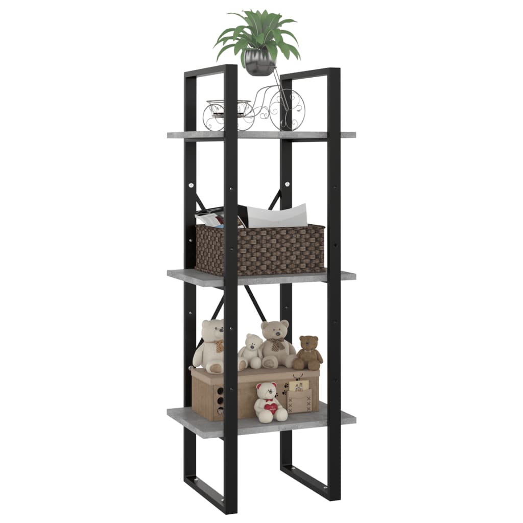 Boekenkast met 3 schappen 40x30x105 cm bewerkt hout betongrijs