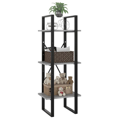 Boekenkast met 3 schappen 40x30x105 cm bewerkt hout betongrijs