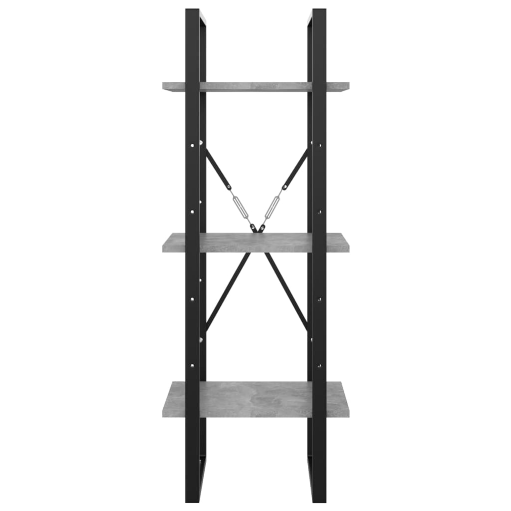 Boekenkast met 3 schappen 40x30x105 cm bewerkt hout betongrijs