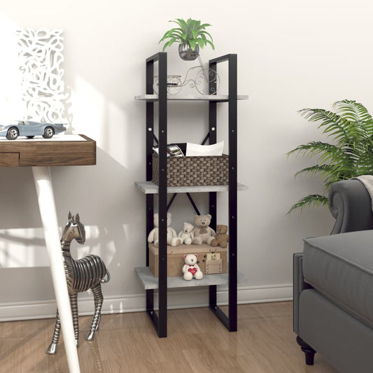 Boekenkast met 3 schappen 40x30x105 cm bewerkt hout betongrijs
