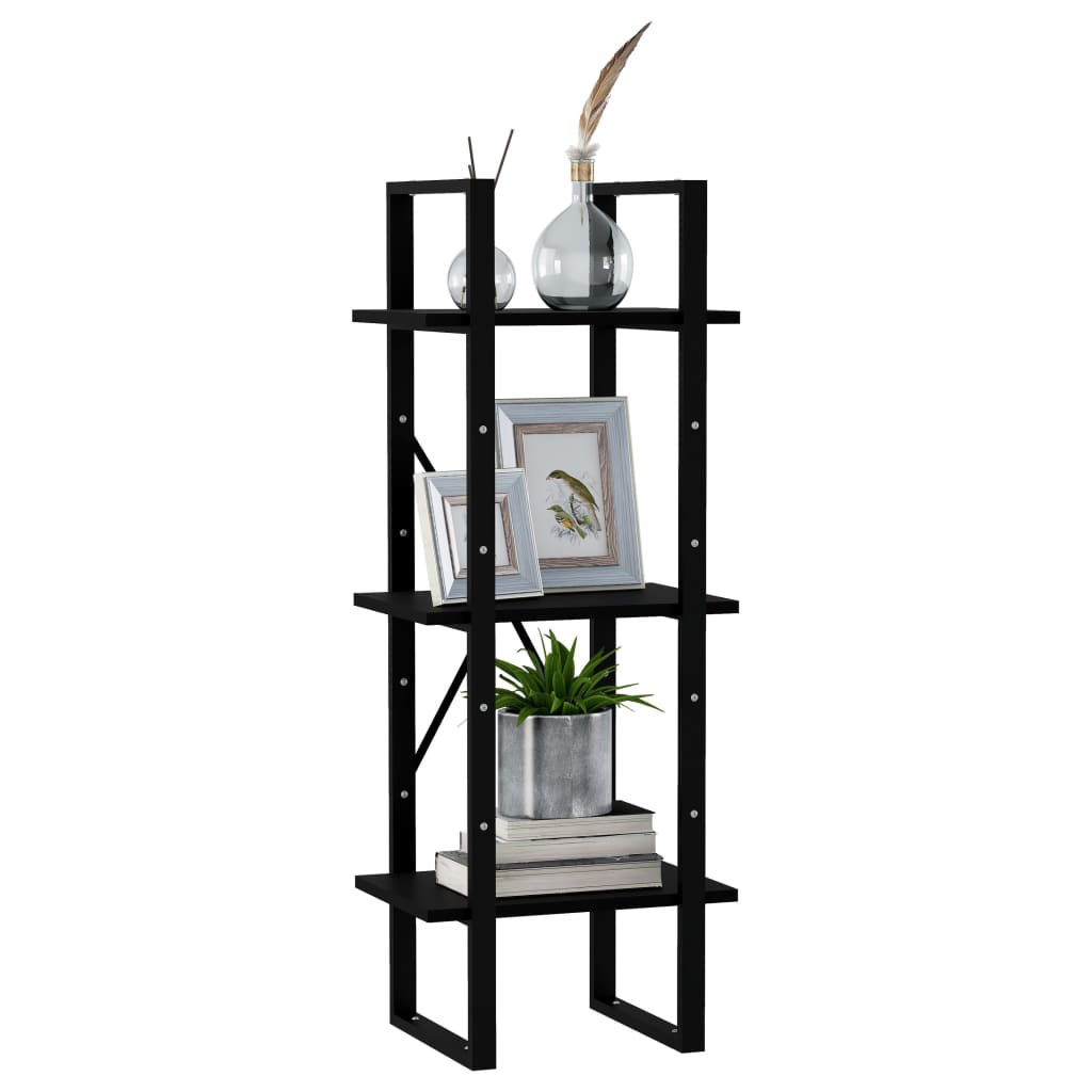 Boekenkast met 3 schappen 40x30x105 cm massief grenenhout zwart