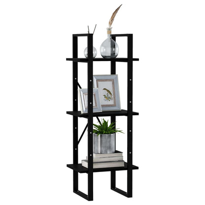 Boekenkast met 3 schappen 40x30x105 cm massief grenenhout zwart