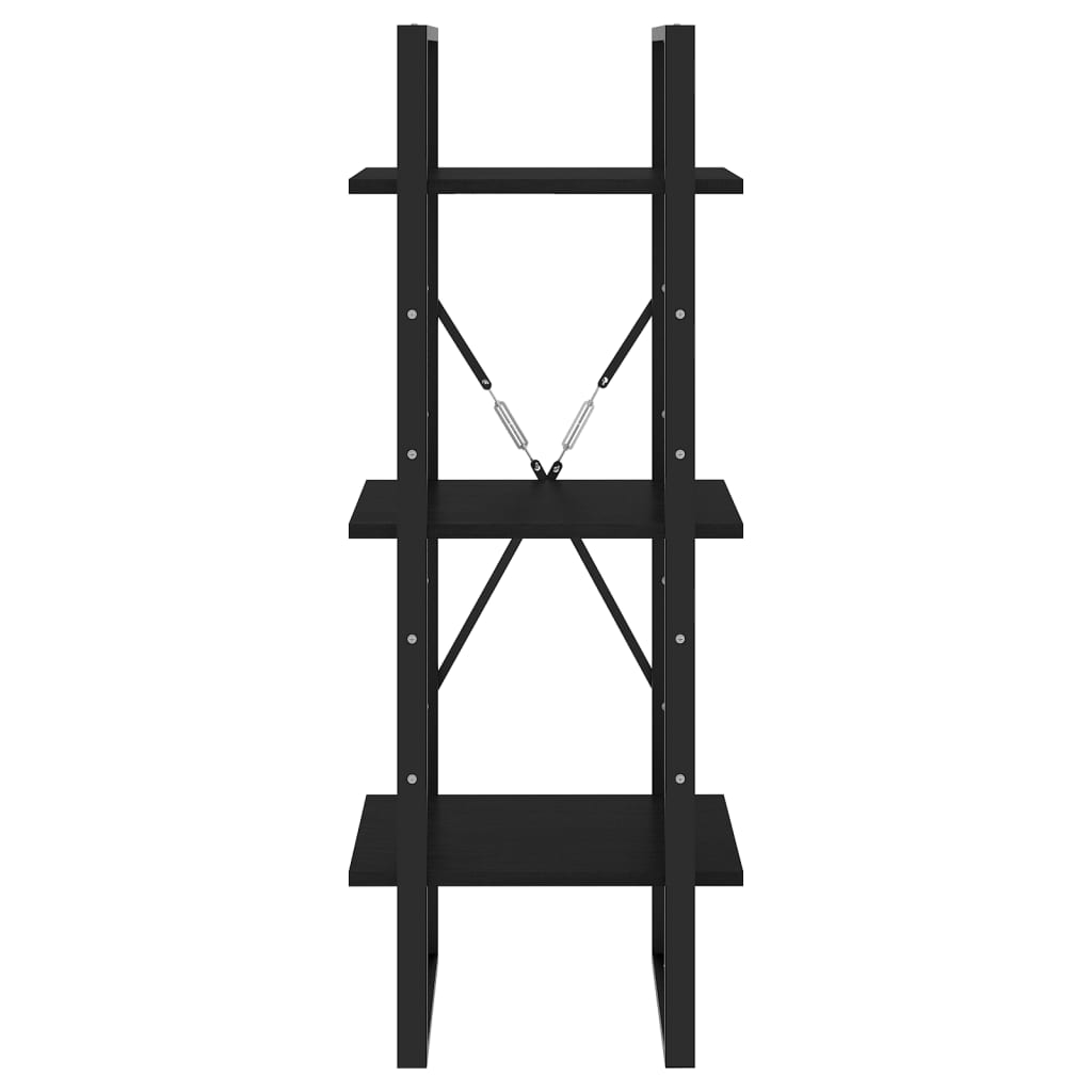 Boekenkast met 3 schappen 40x30x105 cm massief grenenhout zwart