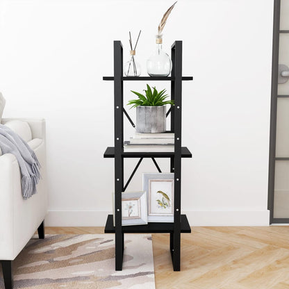 Boekenkast met 3 schappen 40x30x105 cm massief grenenhout zwart