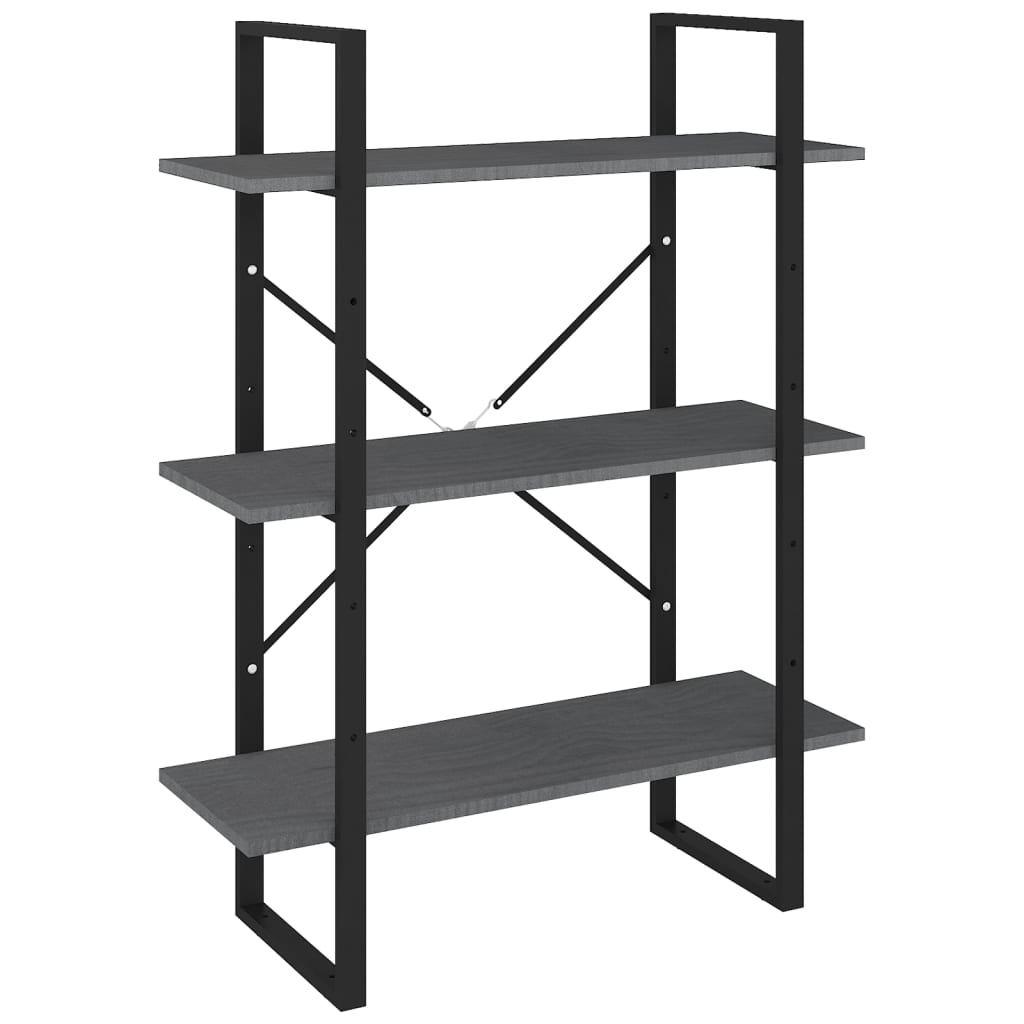 Boekenkast met 3 schappen 80x30x105 cm massief grenenhout grijs