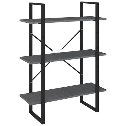 Boekenkast met 3 schappen 80x30x105 cm massief grenenhout grijs