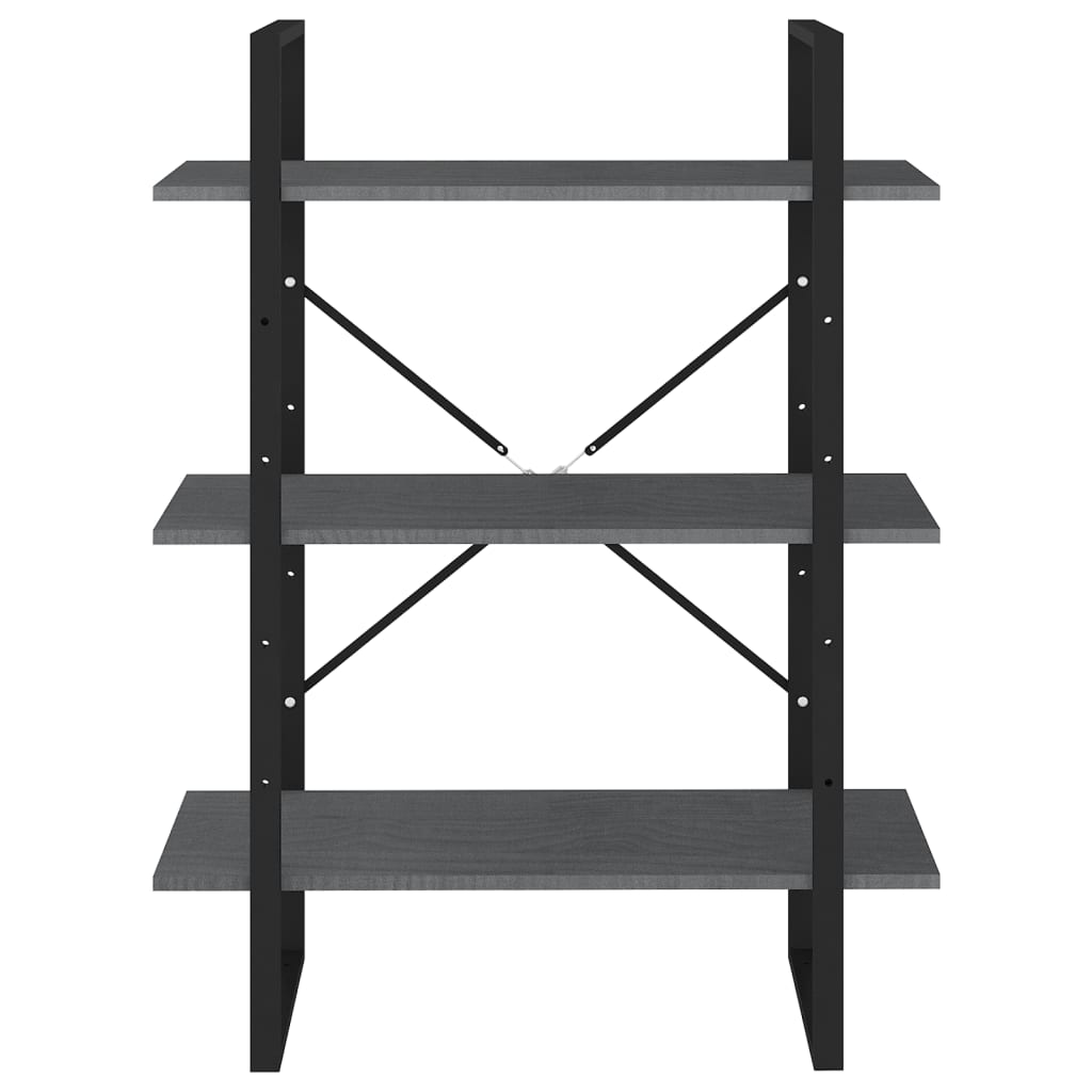Boekenkast met 3 schappen 80x30x105 cm massief grenenhout grijs
