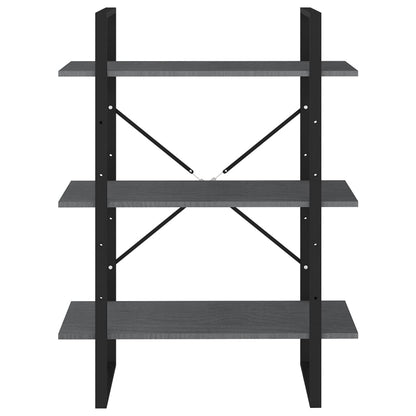 Boekenkast met 3 schappen 80x30x105 cm massief grenenhout grijs