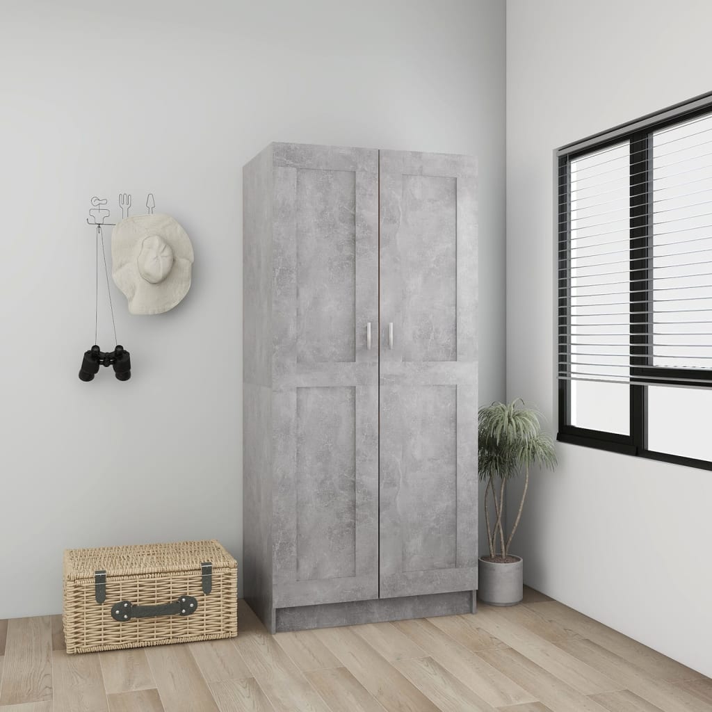 Kledingkast 82,5x51,5x180 cm bewerkt hout betongrijs
