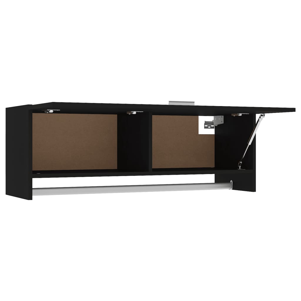 Kledingkast 100x32,5x35 cm bewerkt hout zwart