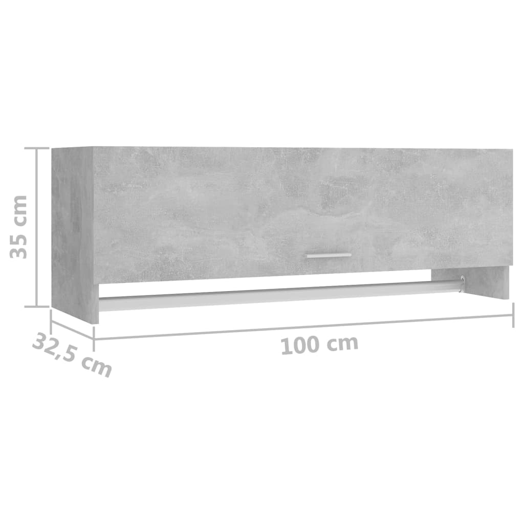 Kledingkast 100x32,5x35 cm bewerkt hout betongrijs
