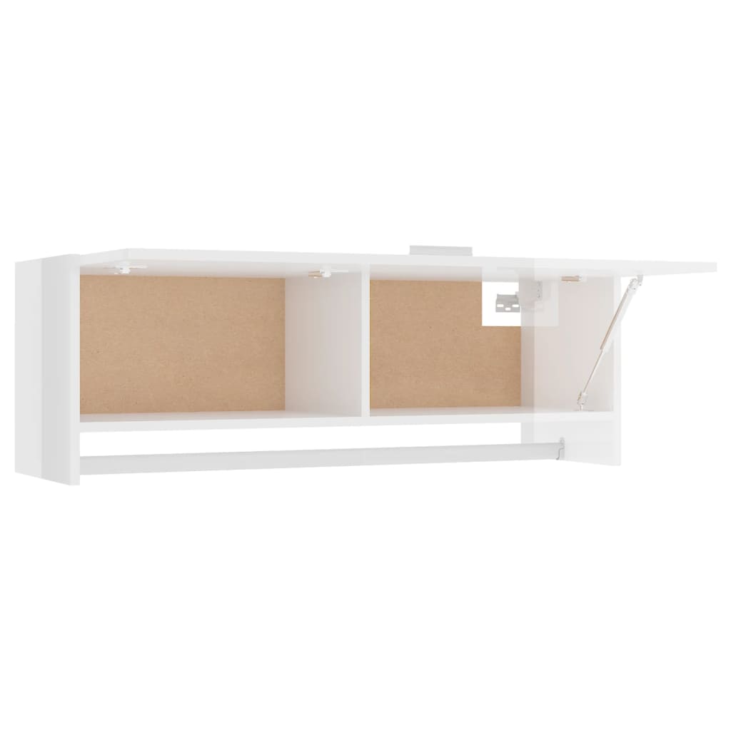 Kledingkast 100x32,5x35 cm bewerkt hout hoogglans wit
