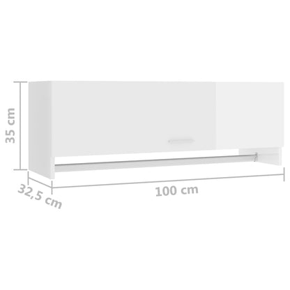 Kledingkast 100x32,5x35 cm bewerkt hout hoogglans wit