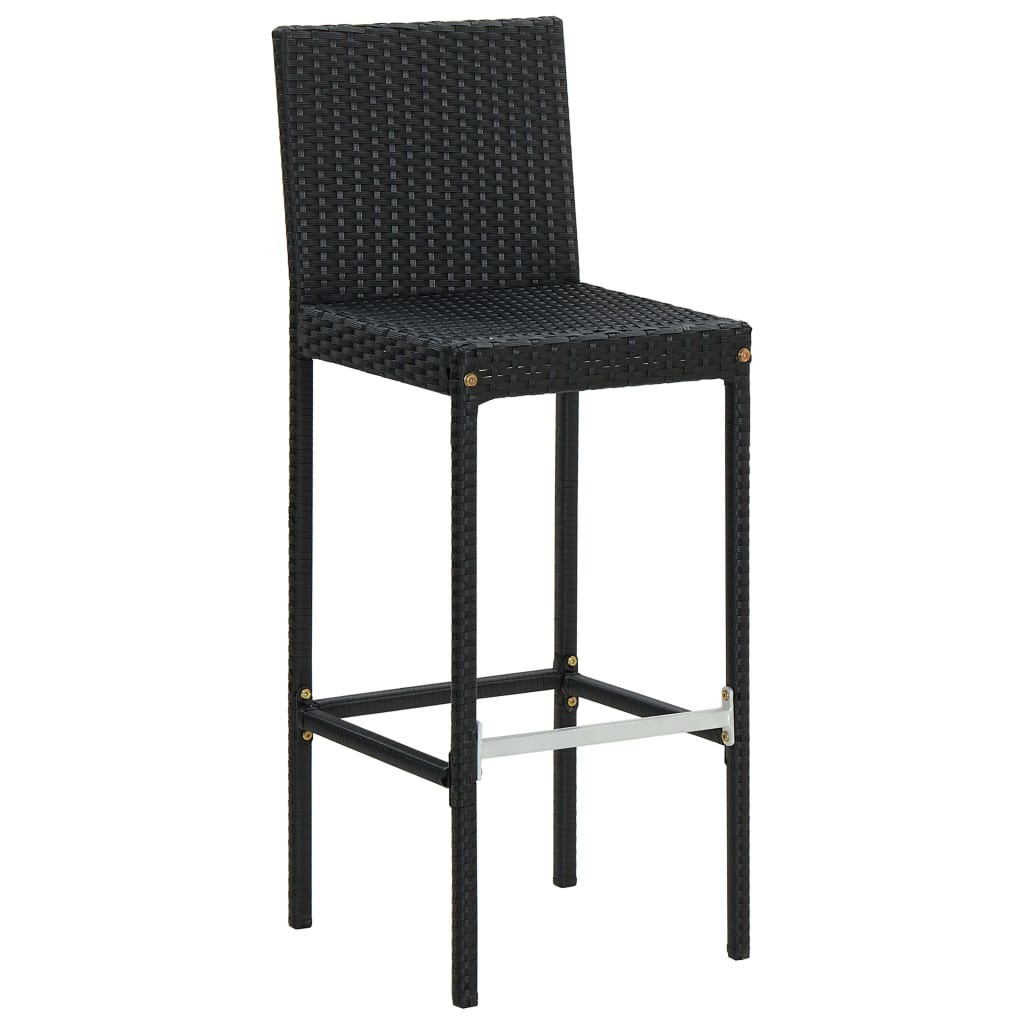 Tuinbarkrukken met kussens 2 st poly rattan zwart