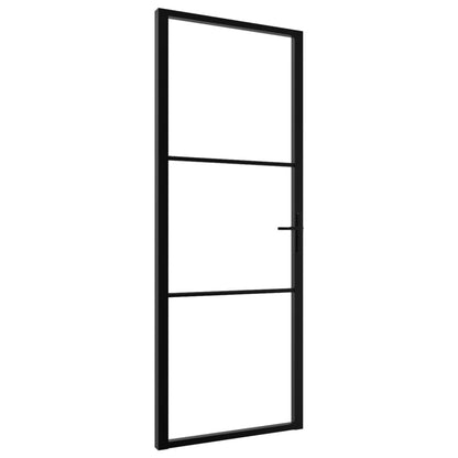 Binnendeur 76x201,5 cm ESG-glas en aluminium zwart