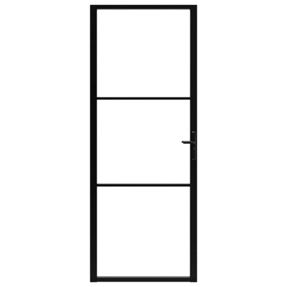 Binnendeur 76x201,5 cm ESG-glas en aluminium zwart