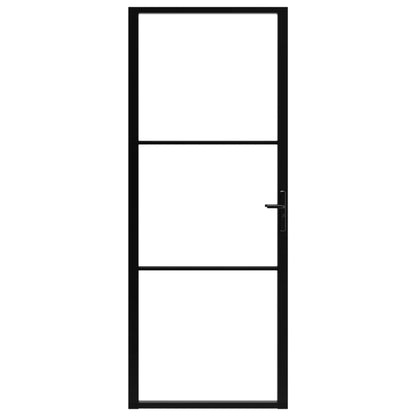 Binnendeur 83x201,5 cm ESG-glas en aluminium zwart