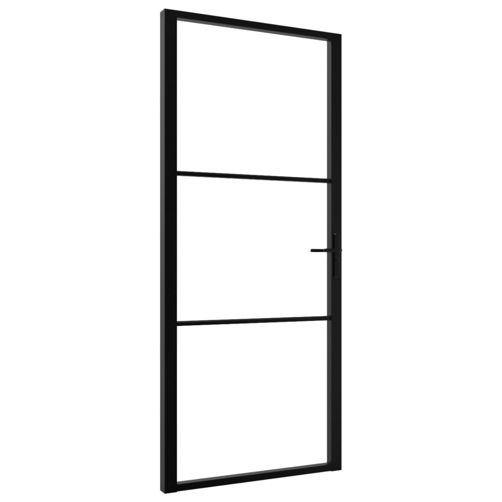 Binnendeur 102,5x201,5 cm ESG-glas en aluminium zwart